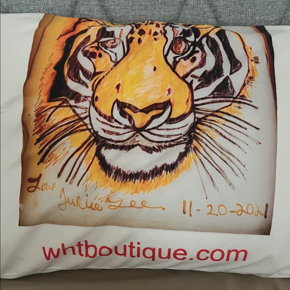 Custom Tiger Print Pillowcases - White and Orange Yellow Queen Size
